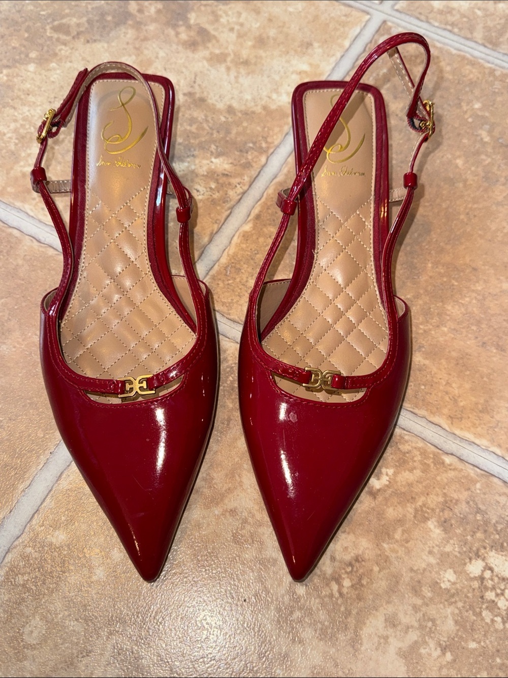 Sam Edelman Toni Slingback Kitten Heels Shoes Women’s Size 9.5 Red Color